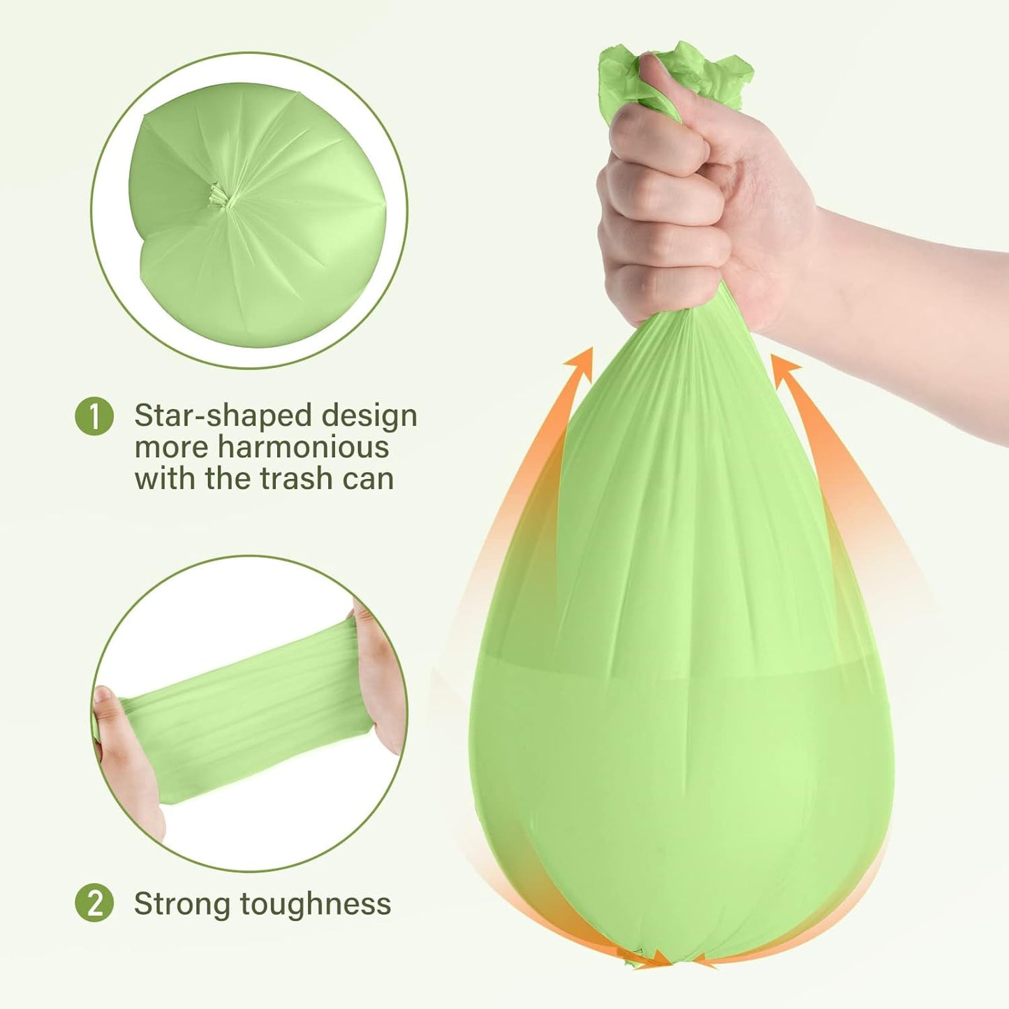 13 Gallon Trash Bags Compostable Compost Large Garbage Bag Extra Thick 1.1 Mil for Kitchen Bathroom