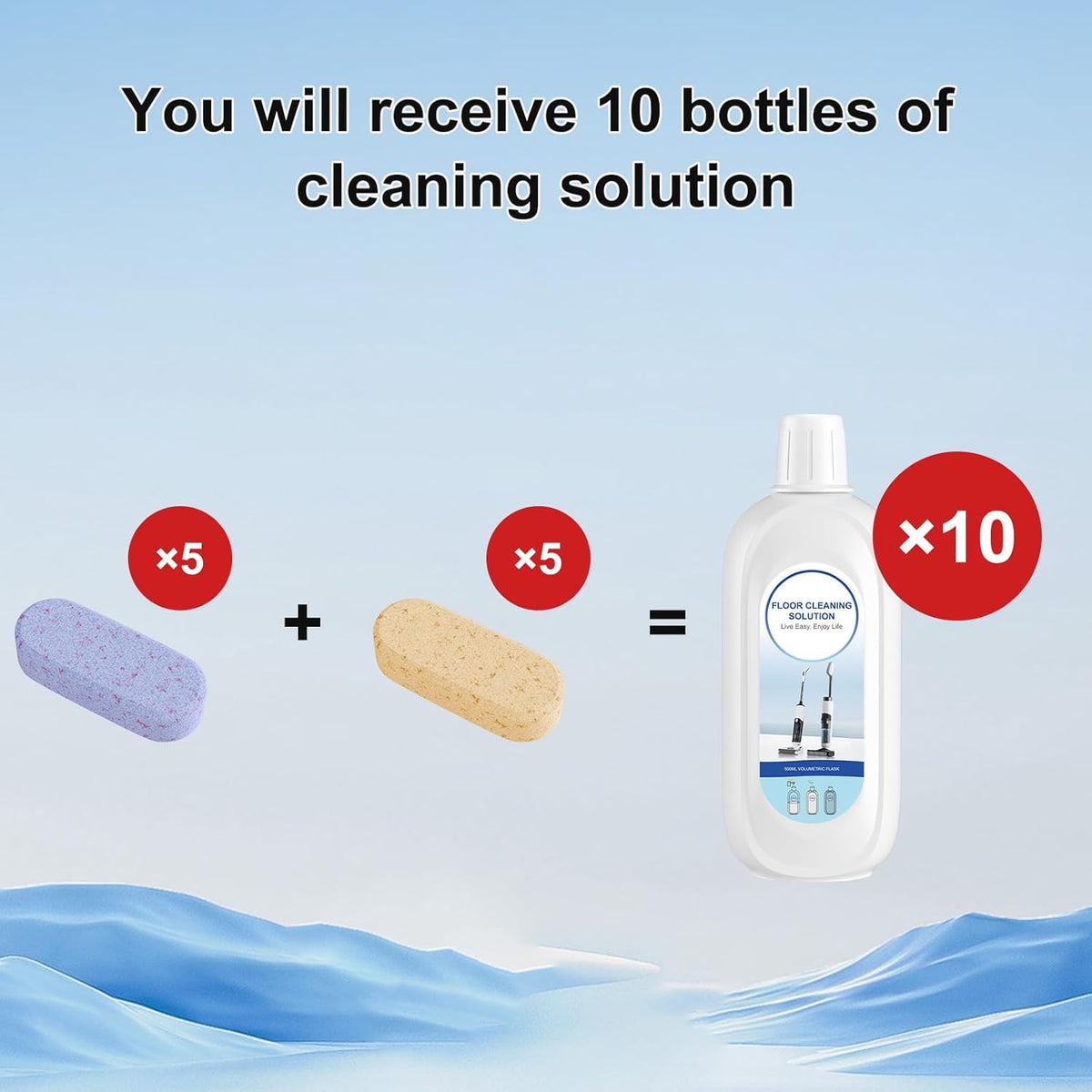 10 Bottles Compatible with Tineco Cleaning Solution Pet 500ml Per Bottle Lavender Scents and Orange