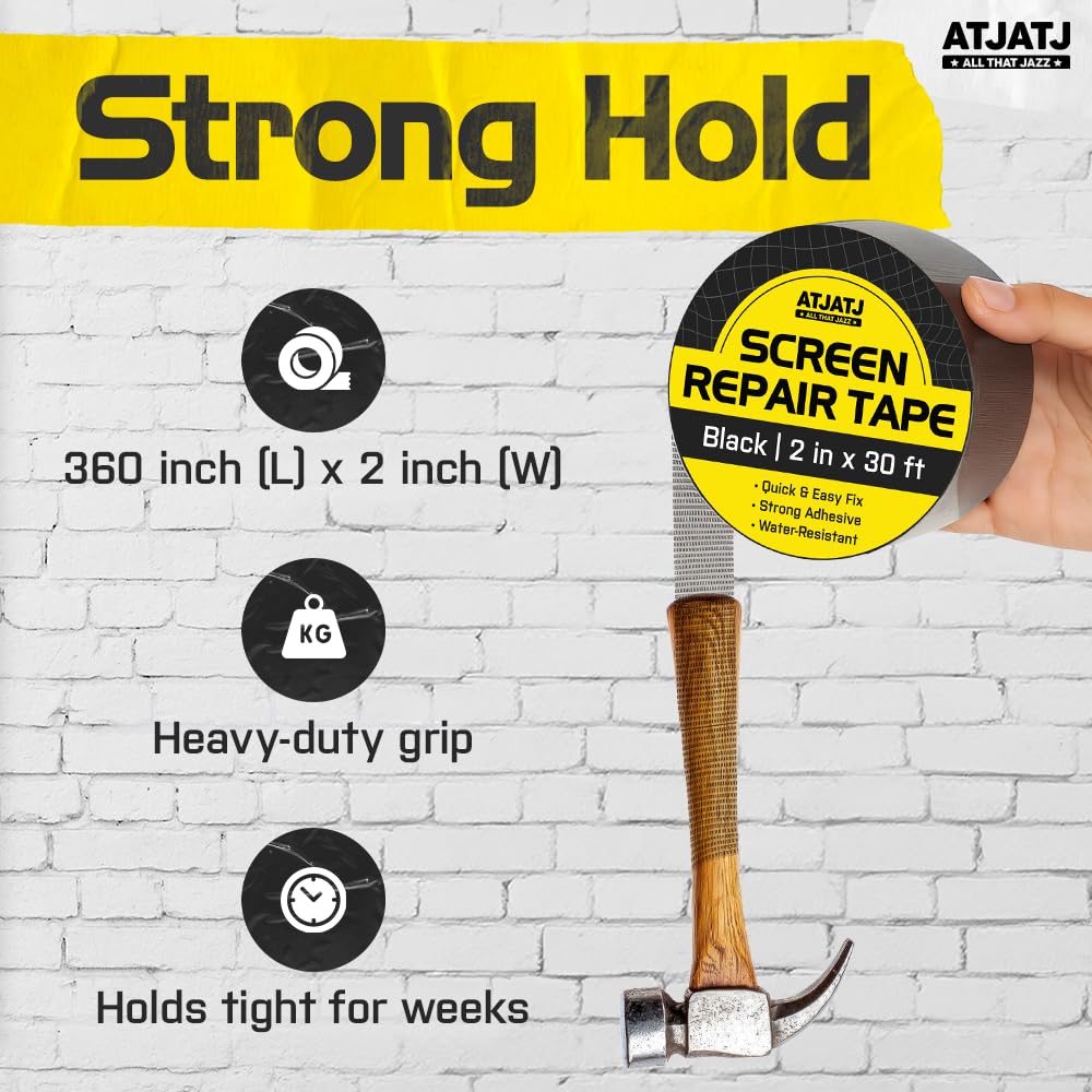 2in x 30ft (360in) Window Screen Repair Tape, Screen Door Replacement Kit, Mosquito Net Repair
