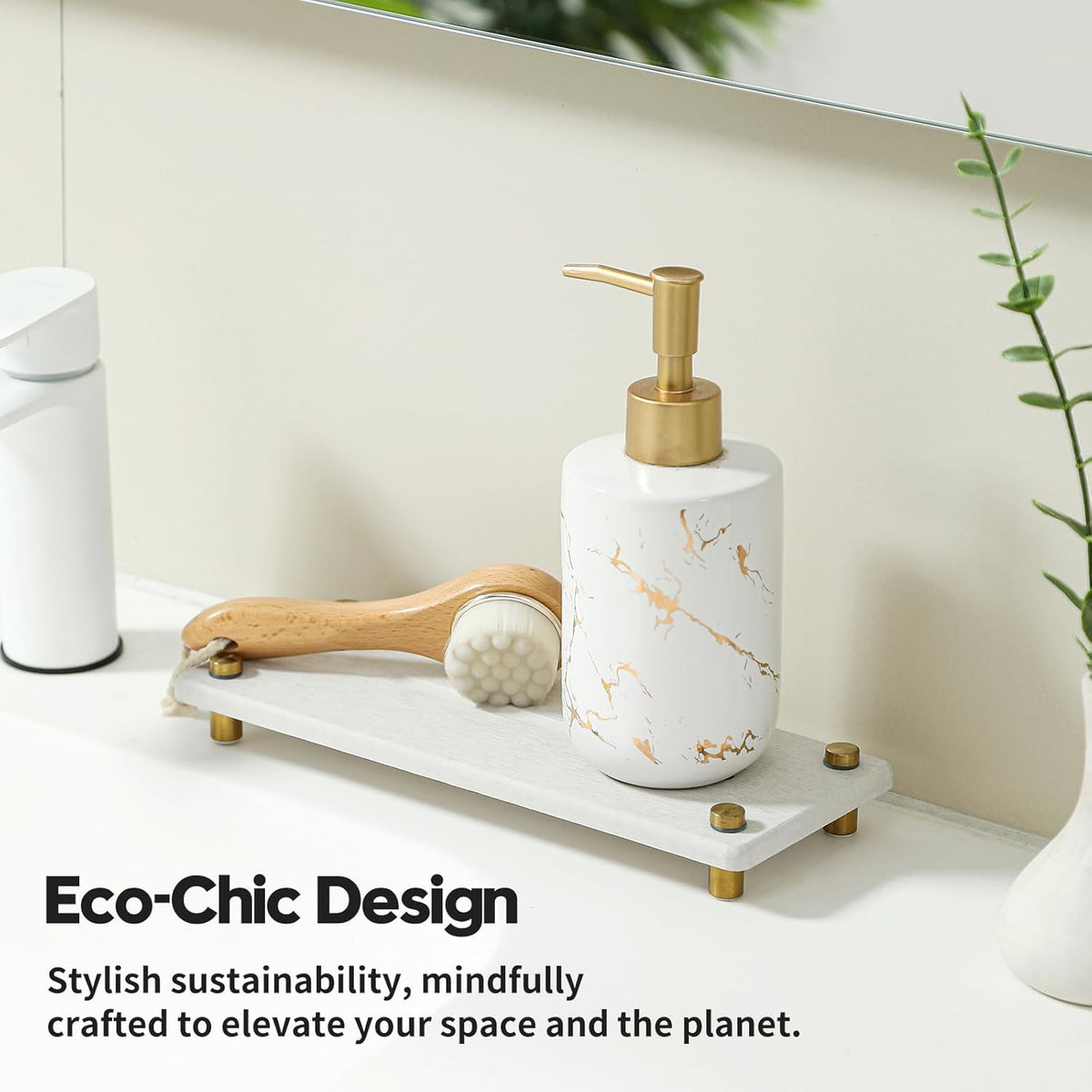 Water Absorbing Stone Sink Caddy Kitchen Sink Organizer Tray, Diatomite Bathroom Counter Tray, Gold
