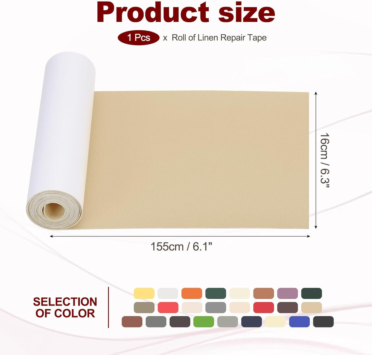 PATIKIL Leather Patches Tape for Furniture, 6.3 x 61 Inch Self Adhesive Vinyl Leather Repair Kit