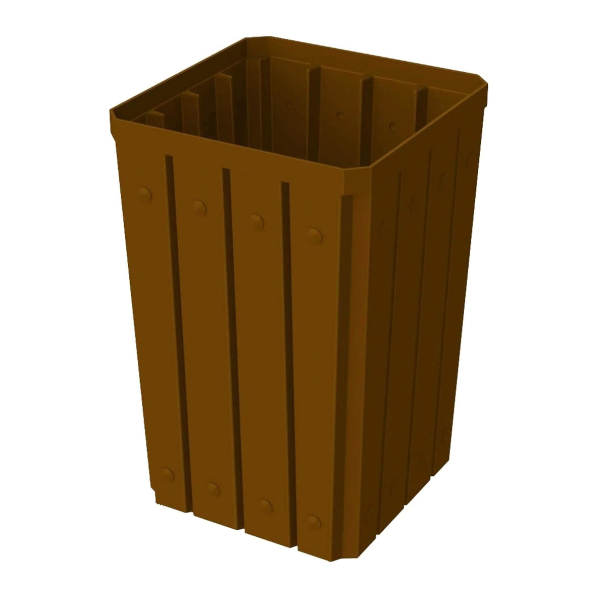 32 Gallon Square Slatted 100% Recycled Plastic Heavy-Duty Commercial Outdoor or Indoor Trash Can