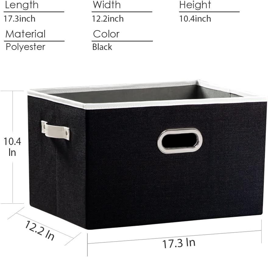 PRANDOM Larger Collapsible Storage Bins for Closet [5-pack] Decorative Linen Fabric Storage Baskets