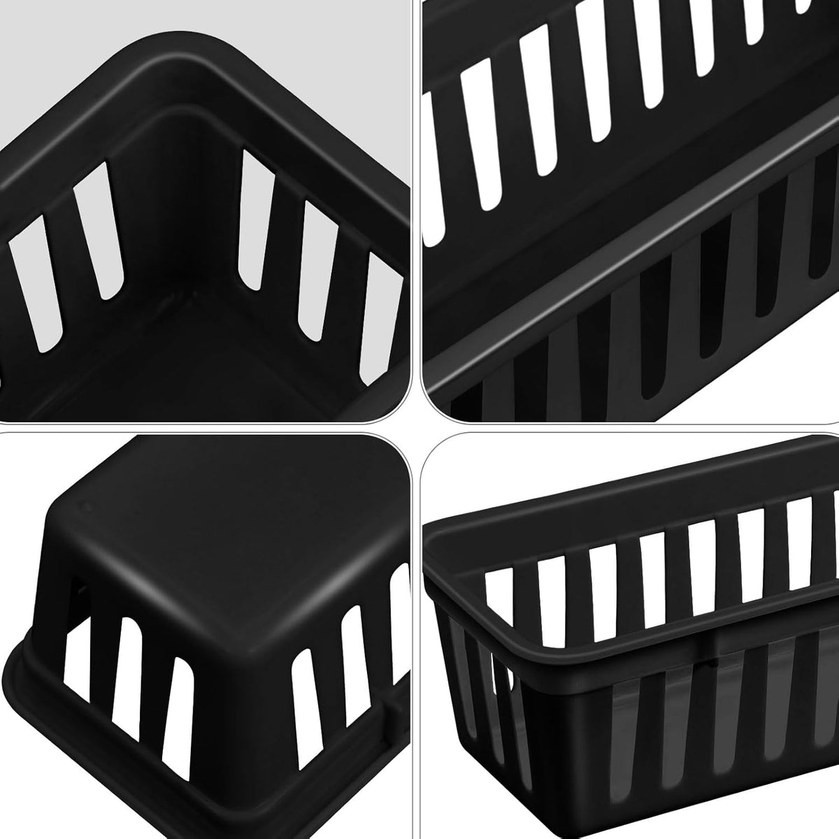 Domensi 24 Pcs Slim Plastic Storage Baskets Tray for Organizing 10.25 x 3.25 x 2.5 Inch Small