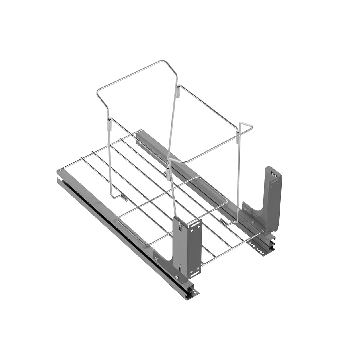 Dowell B15 Aluminum Base Wastebasket Pullout with Door Mount and 50Qt/13Gal Plastic Bin (4012