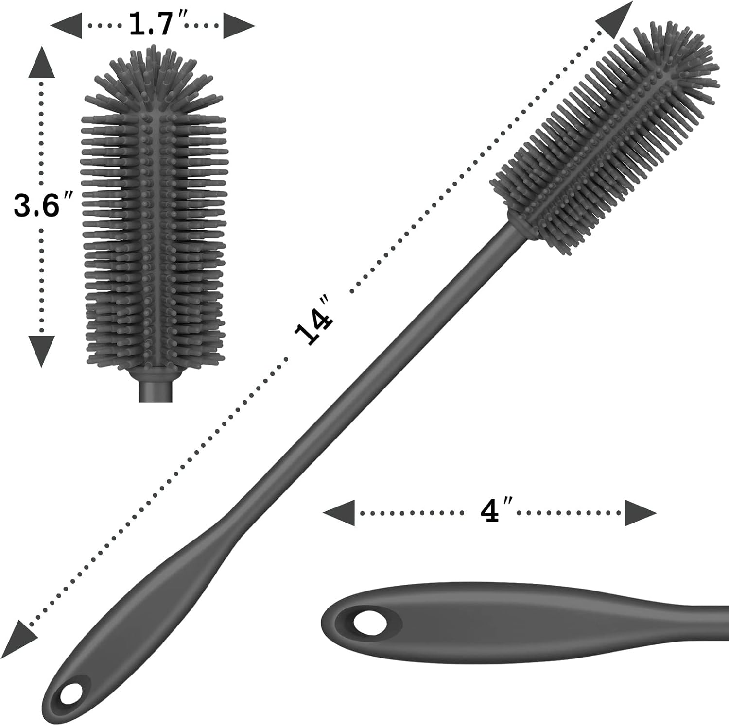 Silicone Bottle Brush, Water Bottle Cleaner Brush with Long Handle, Perfect for Cleaning Narrow