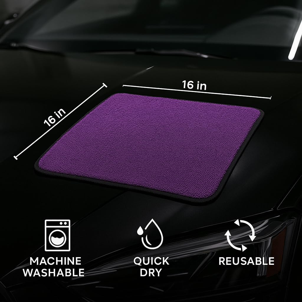 6 Pack Reusable Pak Details Micro Fiber Towels Car Detailing | 16x16 Ultra-Absorbent & Dual-Sided