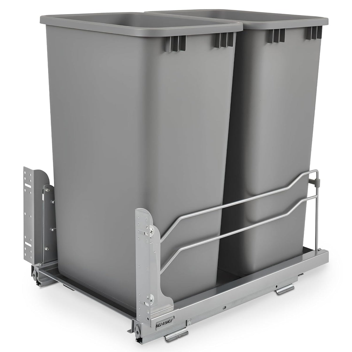 Rev-A-Shelf Double Pullout Trash for Full Height Kitchen Cabinets 50 Quart 12.5 Gallon with