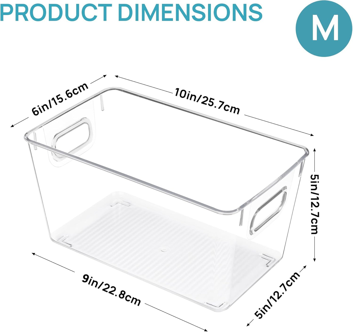 Vtopmart Clear Plastic Pantry Organizer Bins, 2 PCS Food Storage Bins with Handle for Refrigerator