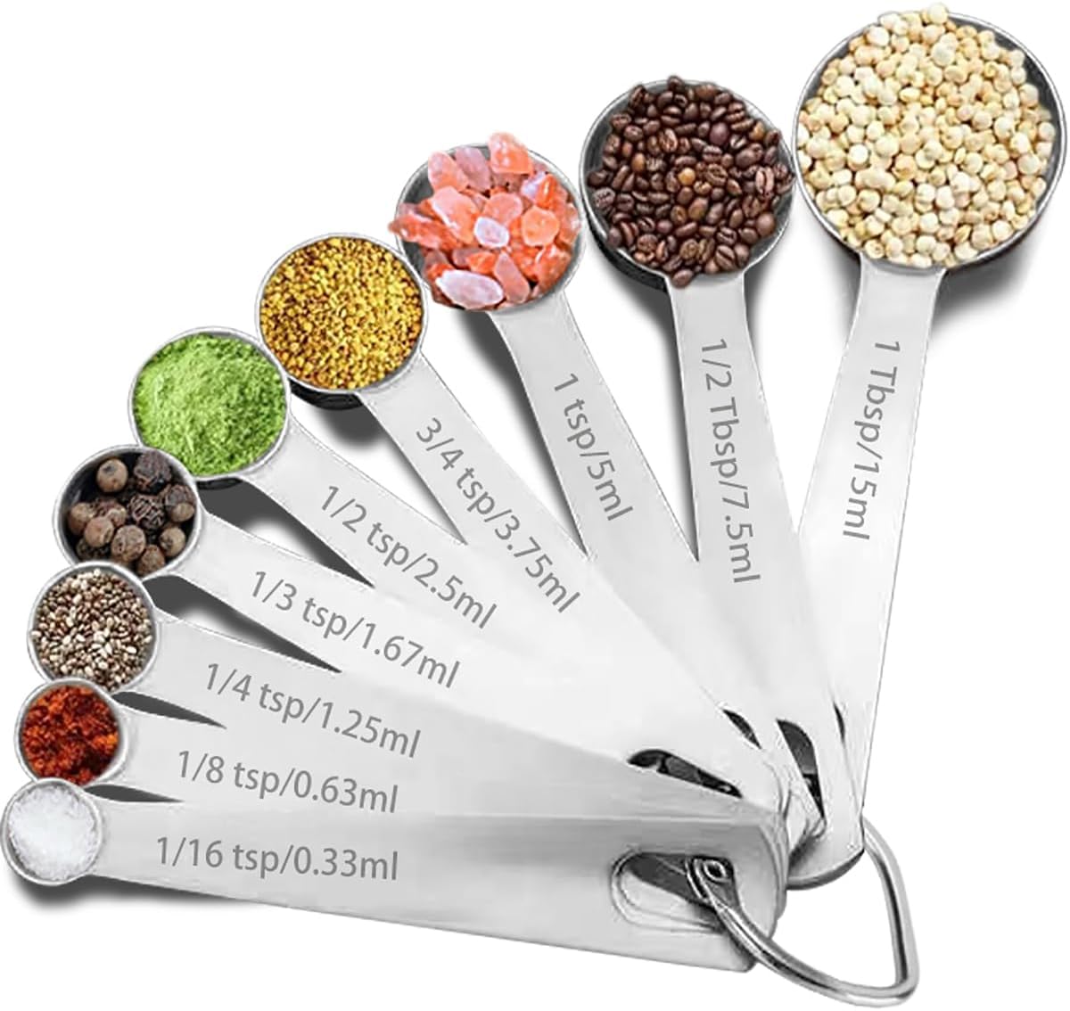 9PCS Measuring Spoons Set Stainless 1 tbsp, 1/2 tbsp, and 1-1/16tsp Steel Measuring Spoons for