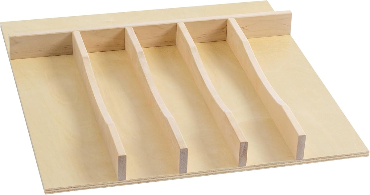 WelFurGeer Solid Birch Wood Silverware Drawer Organizer, Wooden Cutlery Drawer Organizer, Utensil