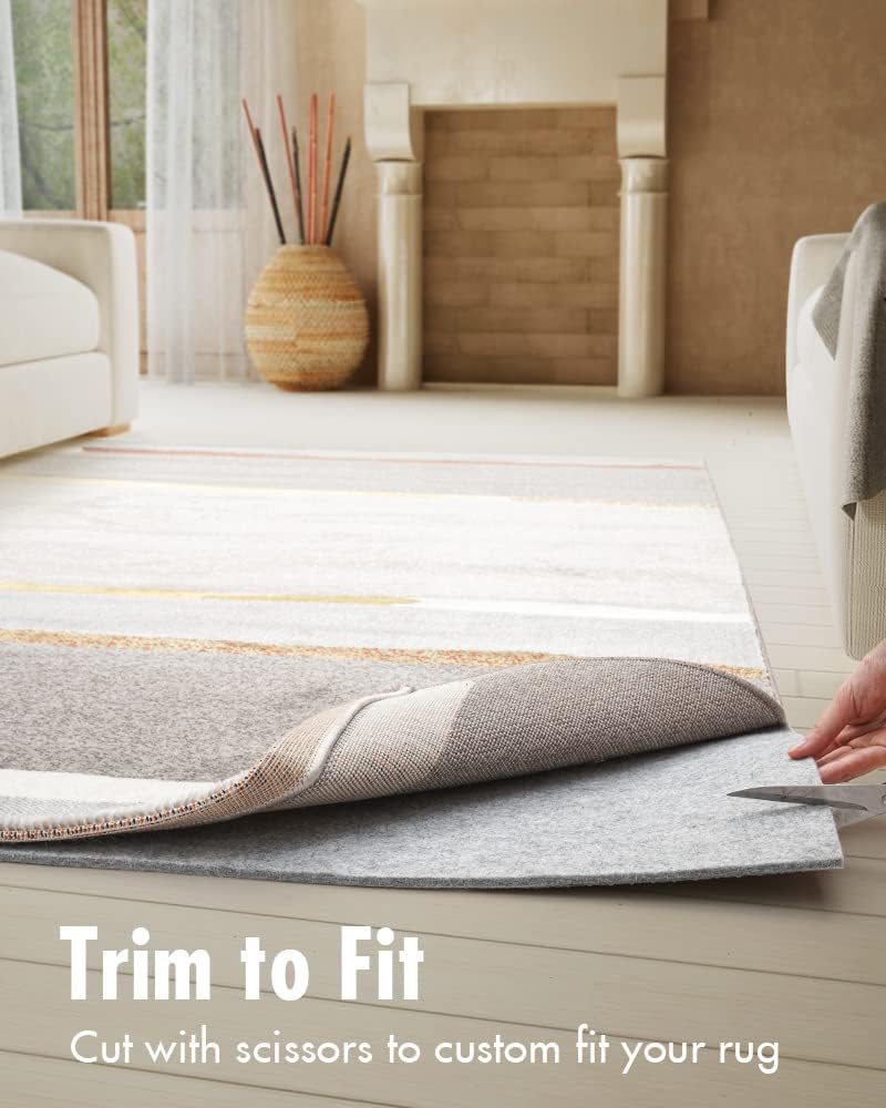 Non Slip Rug Pad Gripper - 7x9 Feet 1/8” Extra Thick Felt Under Rug for Area Rugs and Hardwood