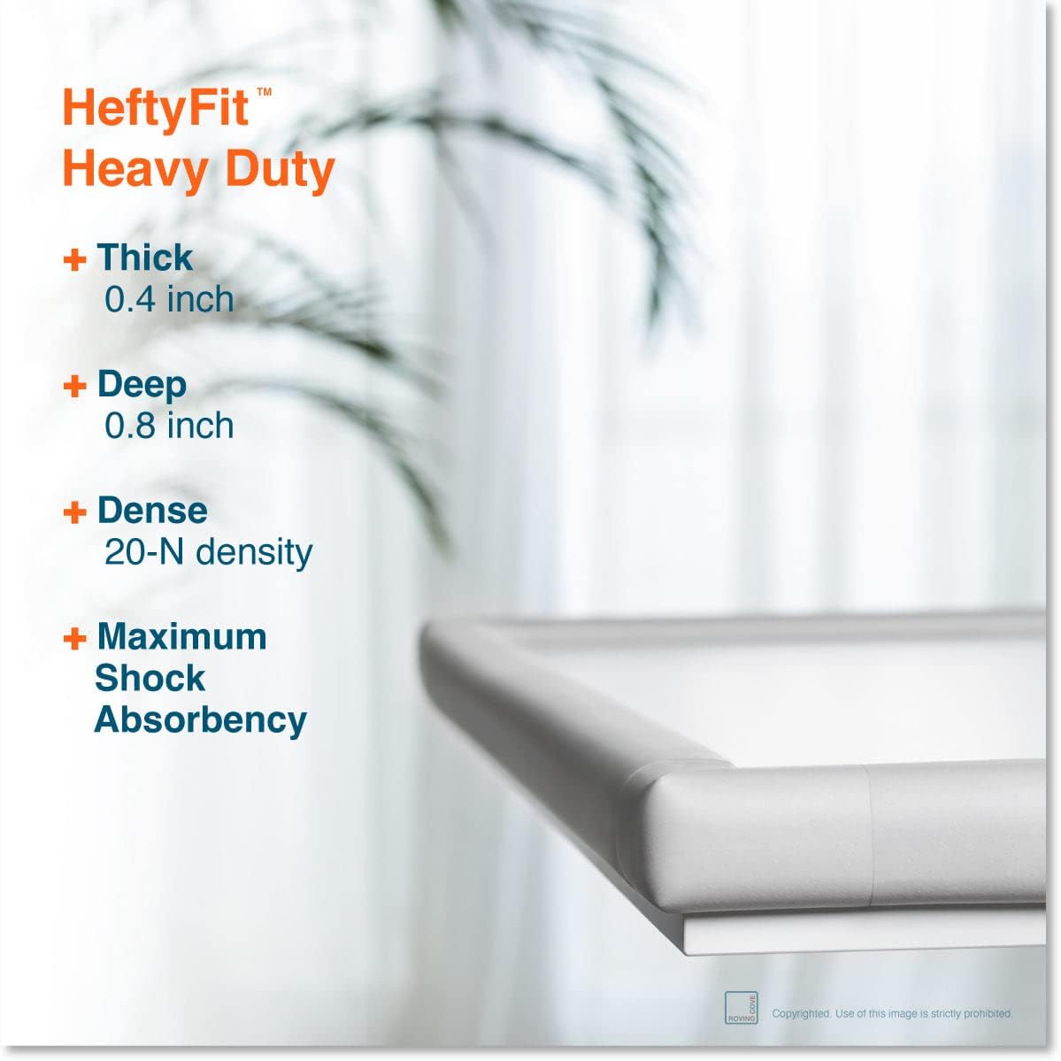 Roving Cove HeftyFit Corner Protector for Baby (16 Large Corners), Heavy-Duty Soft Rubber Foam