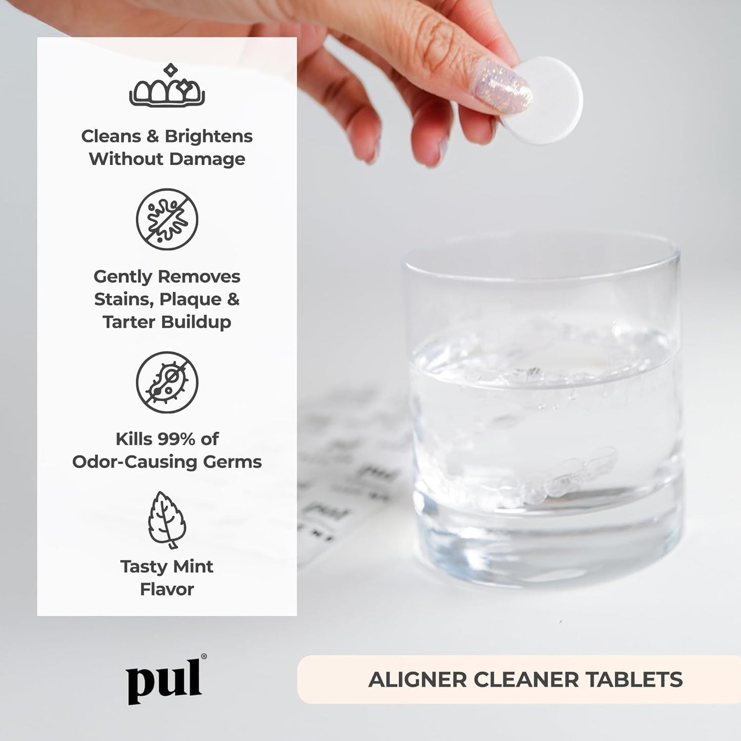 PUL Aligner Cleaner Tablets (Pack of 96) – For Cleaning Invisalign, All Clear Aligners & Retainers