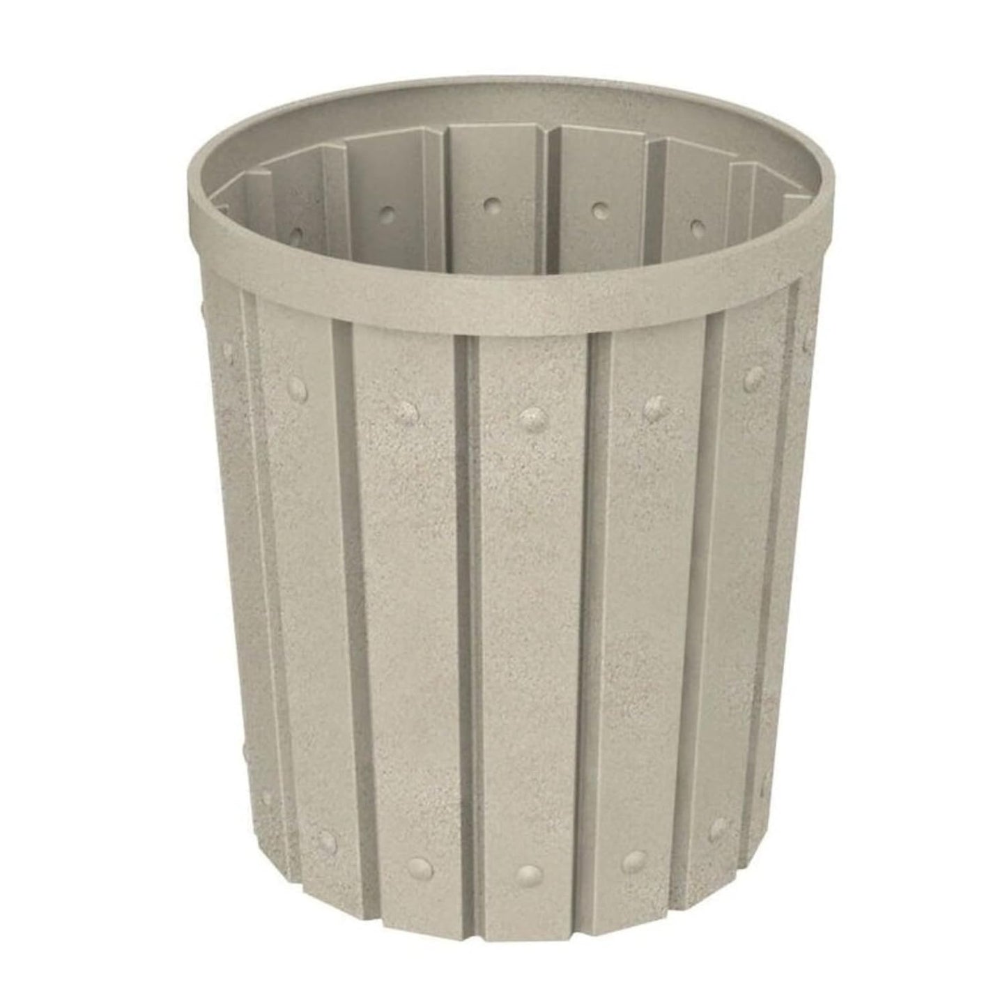 42 Gallon Slated Circle 100% Recycled Plastic Commercial Outdoor or Indoor Trash Can with Push Open