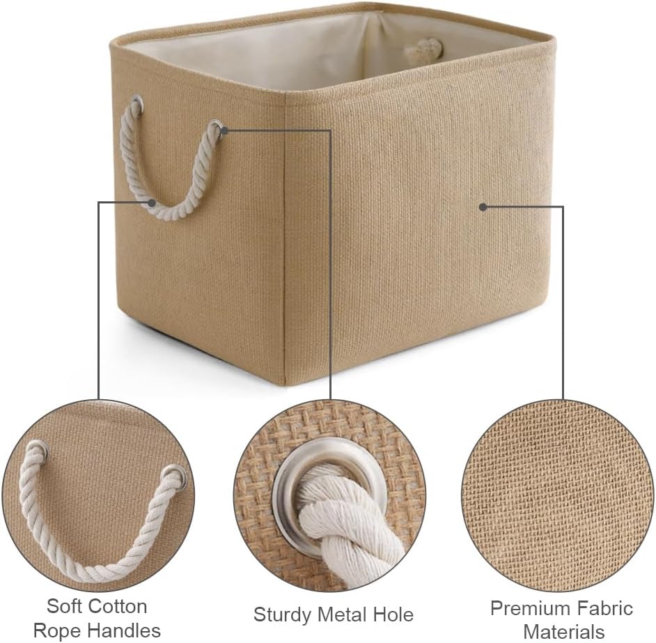 TheWarmHome Organization and Storage Basket for Organizing - 3 Pack 16x12x12 inch Cube Fabric