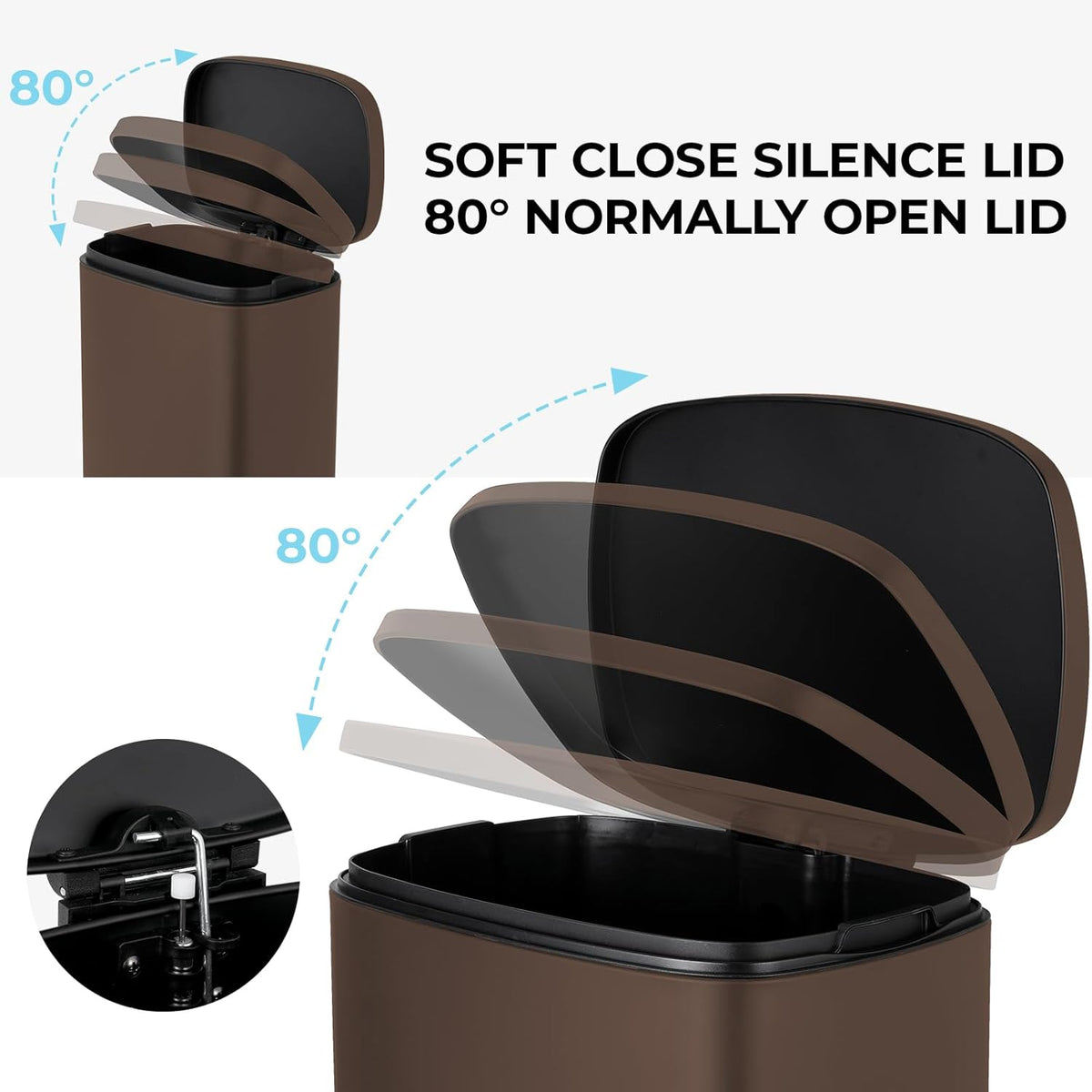 8 Gal Kitchen Trash Can, 30L Recycling or Garbage Bin, Brushed Stainless Steel Waste Basket