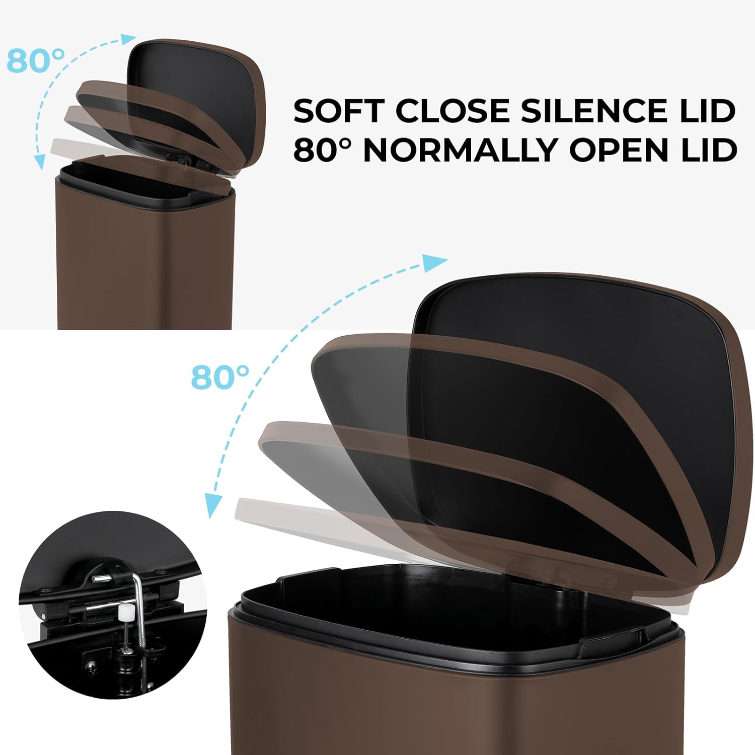 8 Gal Kitchen Trash Can, 30L Recycling or Garbage Bin, Brushed Stainless Steel Waste Basket