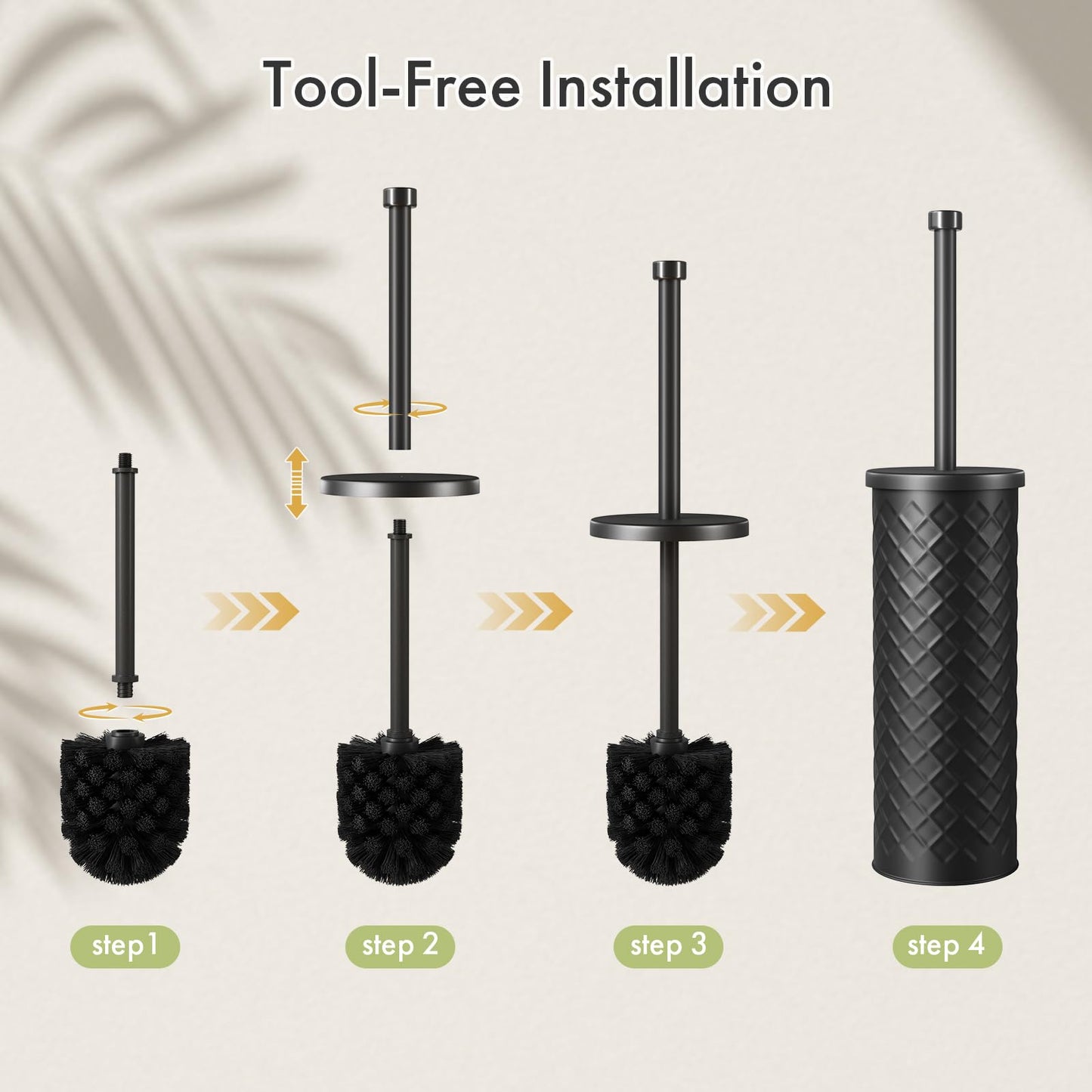 Bathway Toilet Bowl Brush and Holder Set 2 Pack with 4 Extra Brush Heads (Black) – view 7