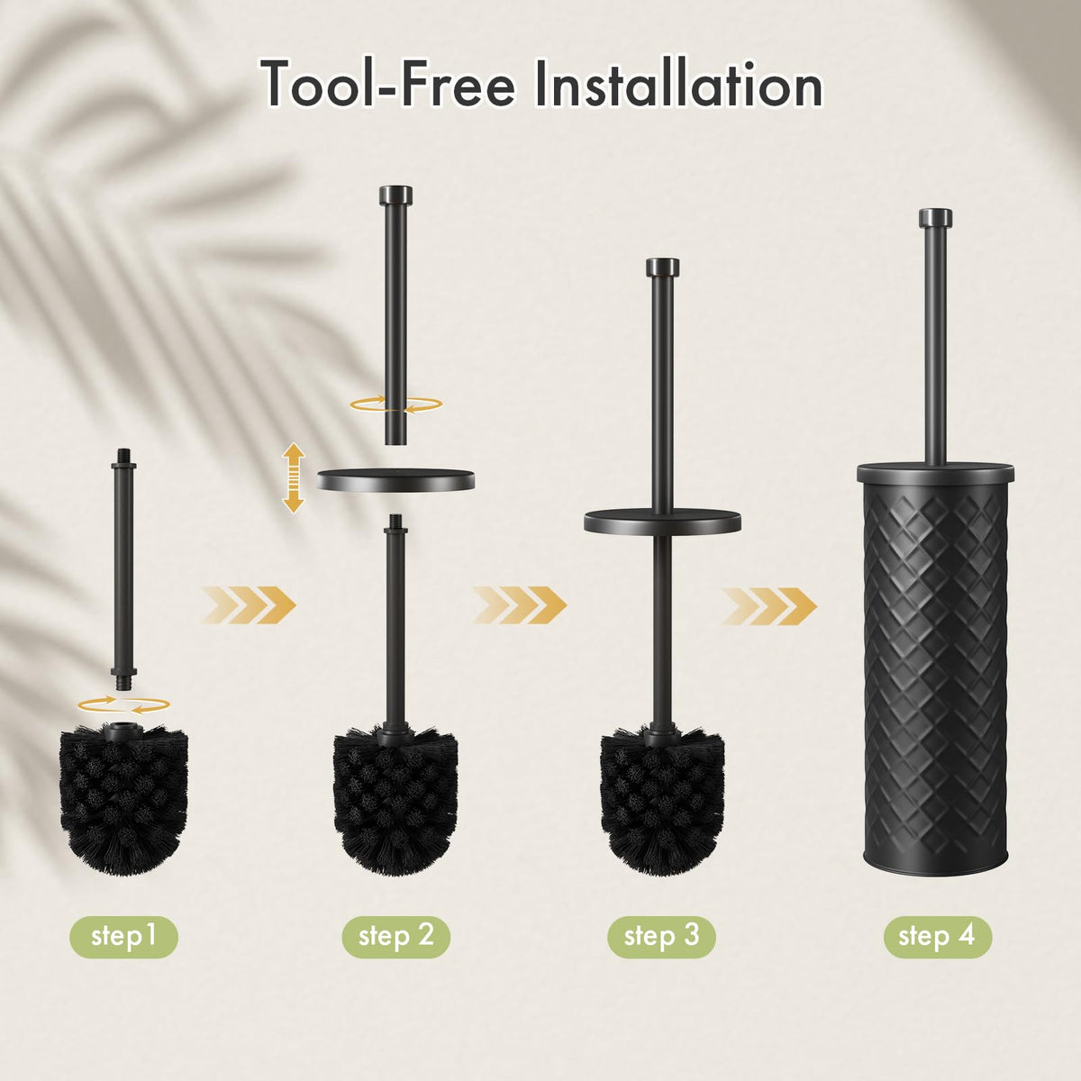 Bathway Toilet Bowl Brush and Holder Set 2 Pack with 4 Extra Brush Heads (Black) – view 7