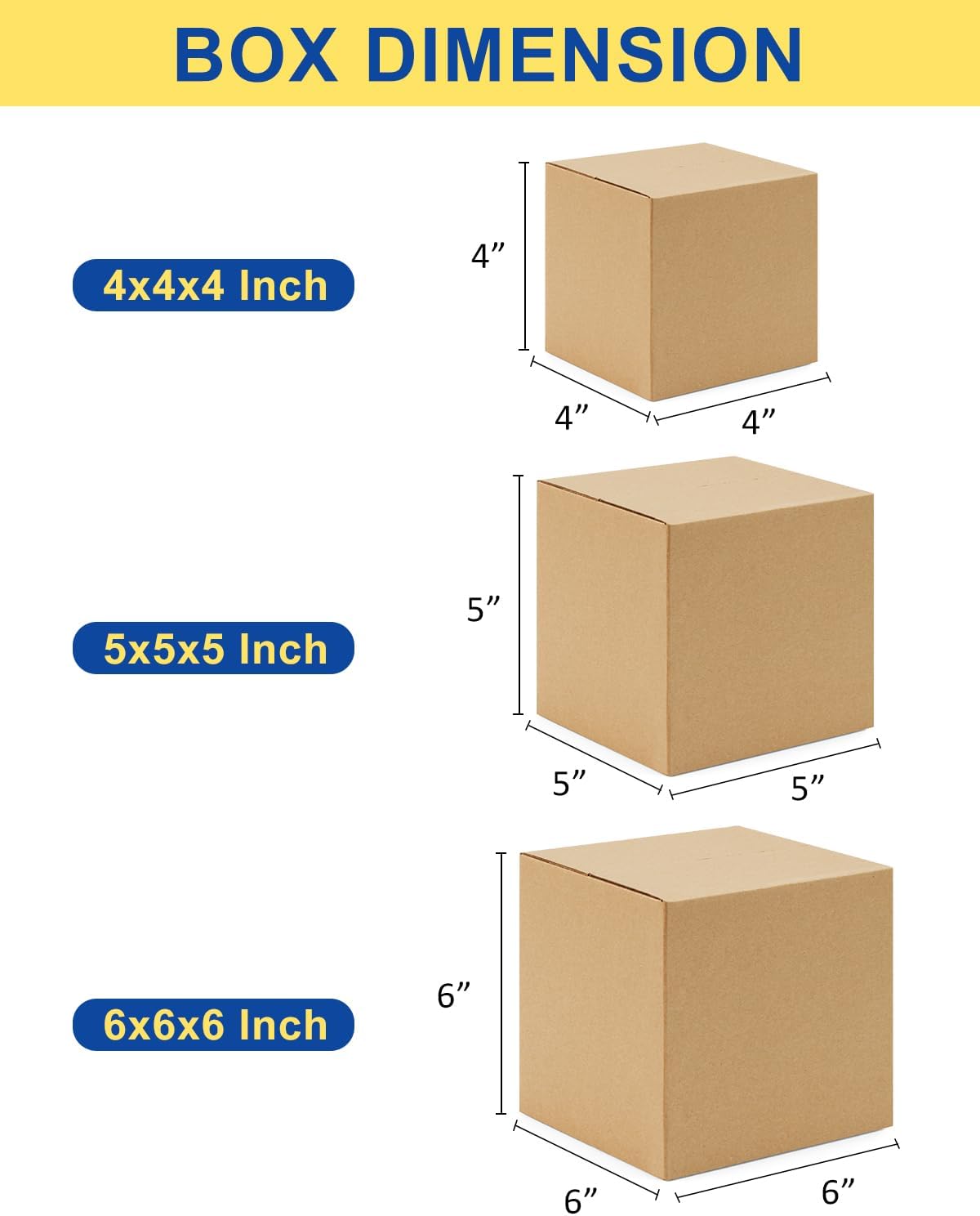 Assorted-Sizes-Shipping-Boxes-45-Pack: 4x4x4 & 5x5x5 & 6x6x6 Small-Shipping-Boxes-Mailers, Brown