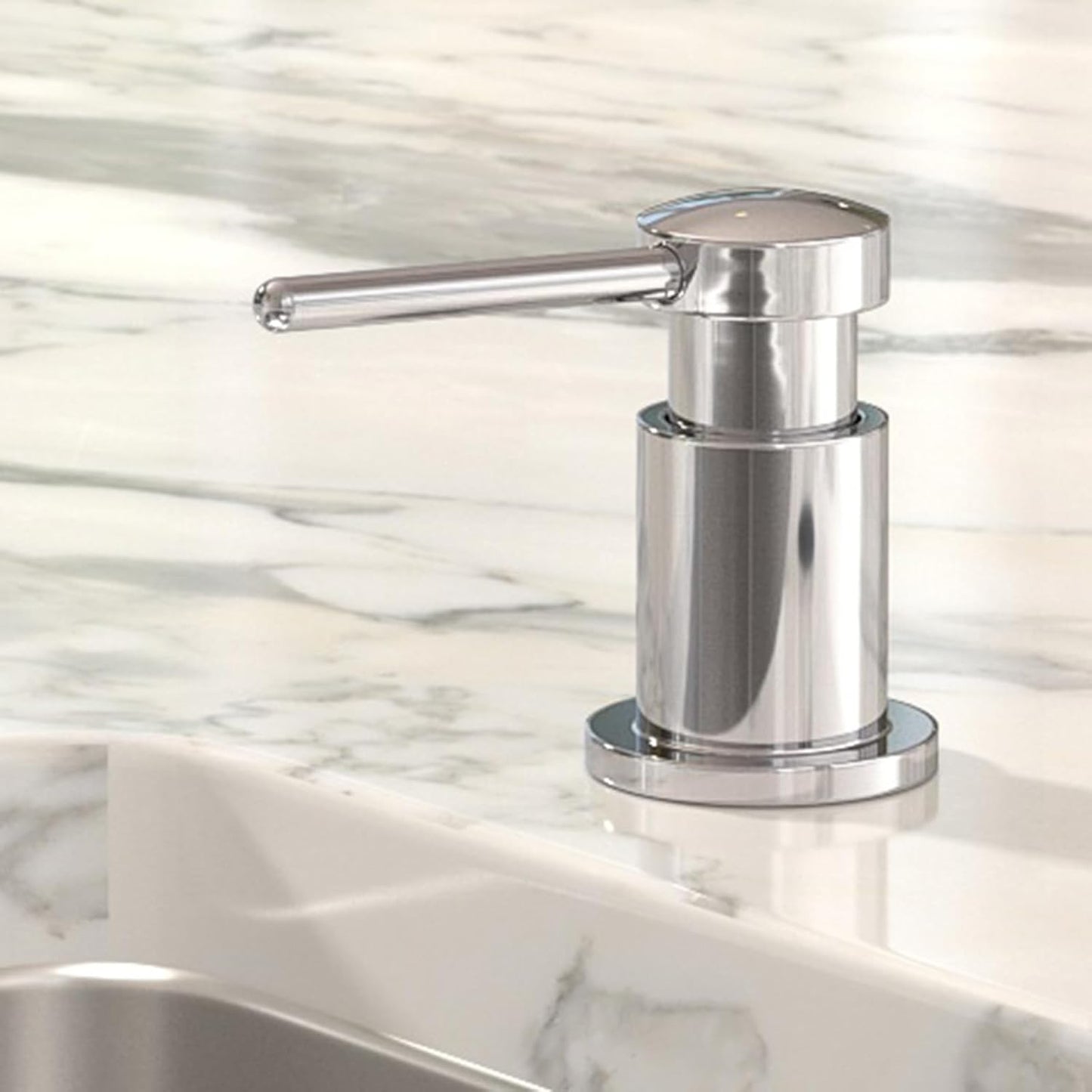 Lava Odoro Chrome Soap Dispenser for Kitchen Sink, Modern Brass Built in Countertop Pump Dispenser