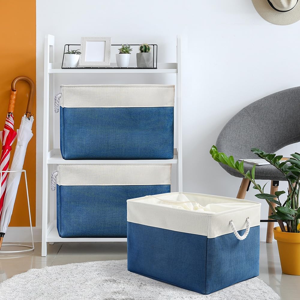 TheWarmHome Organization and Storage Basket for Shelves - Jumbo 3 Pack 20x16x14 inch Collapsible