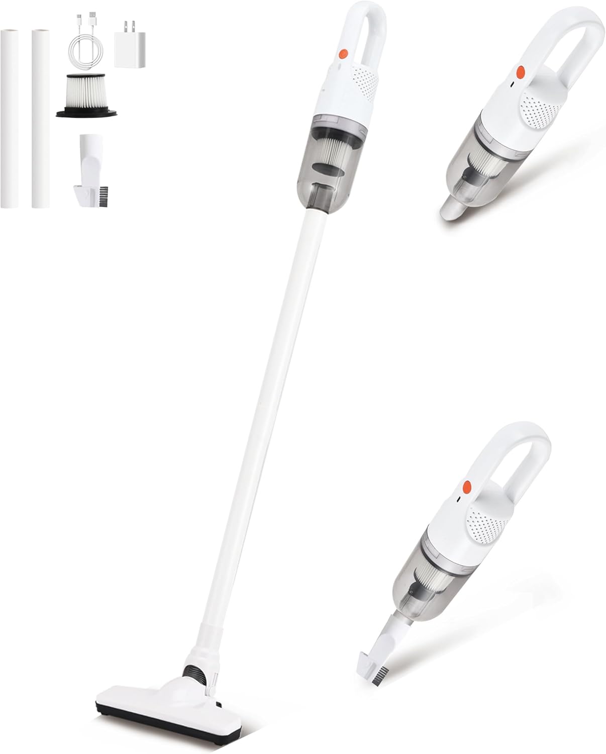 6-in-1 Lightweight Stick Vacuum Cleaner with 100W Powerful Motor, Mini Portable Household Handheld