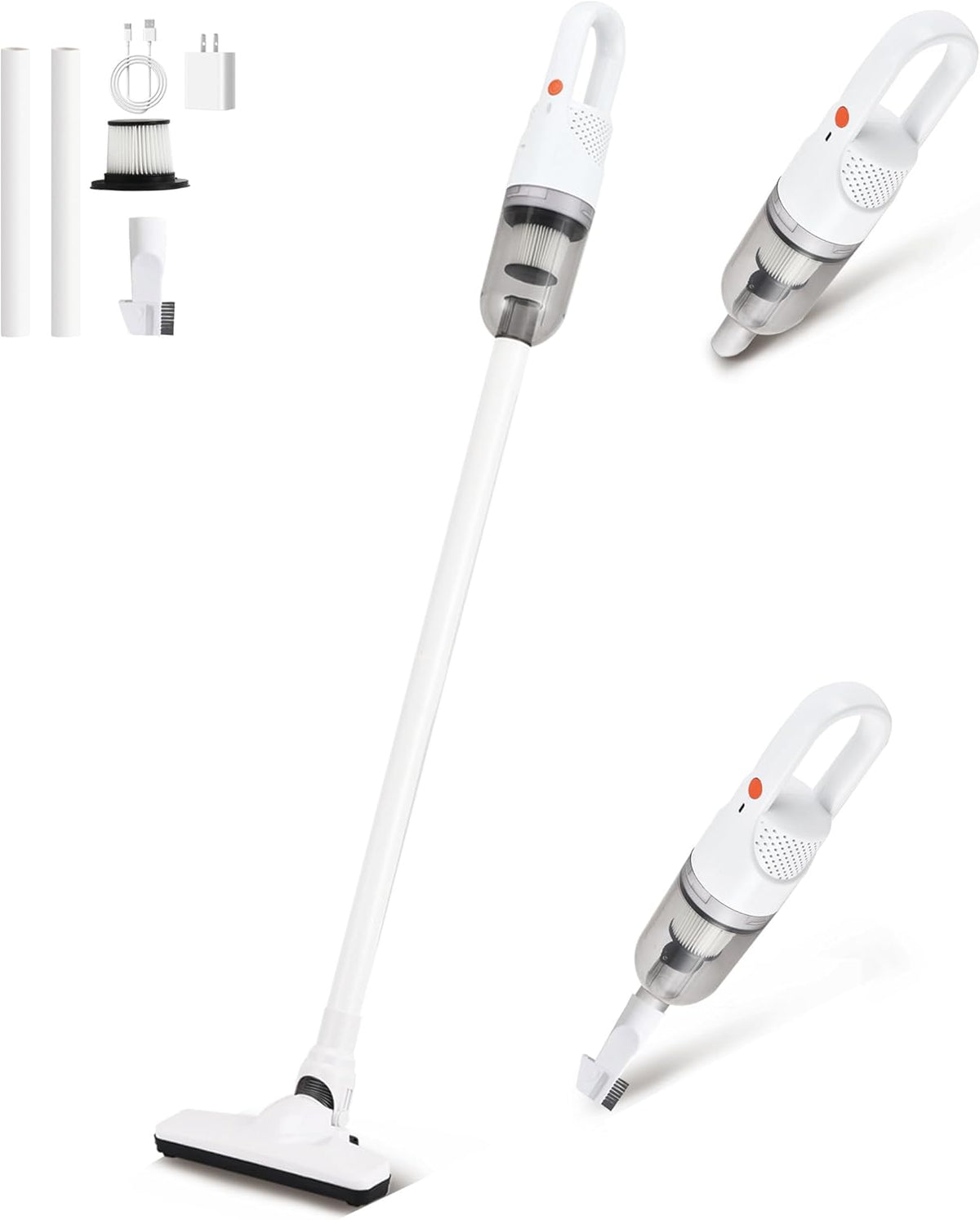 6-in-1 Lightweight Stick Vacuum Cleaner with 100W Powerful Motor, Mini Portable Household Handheld