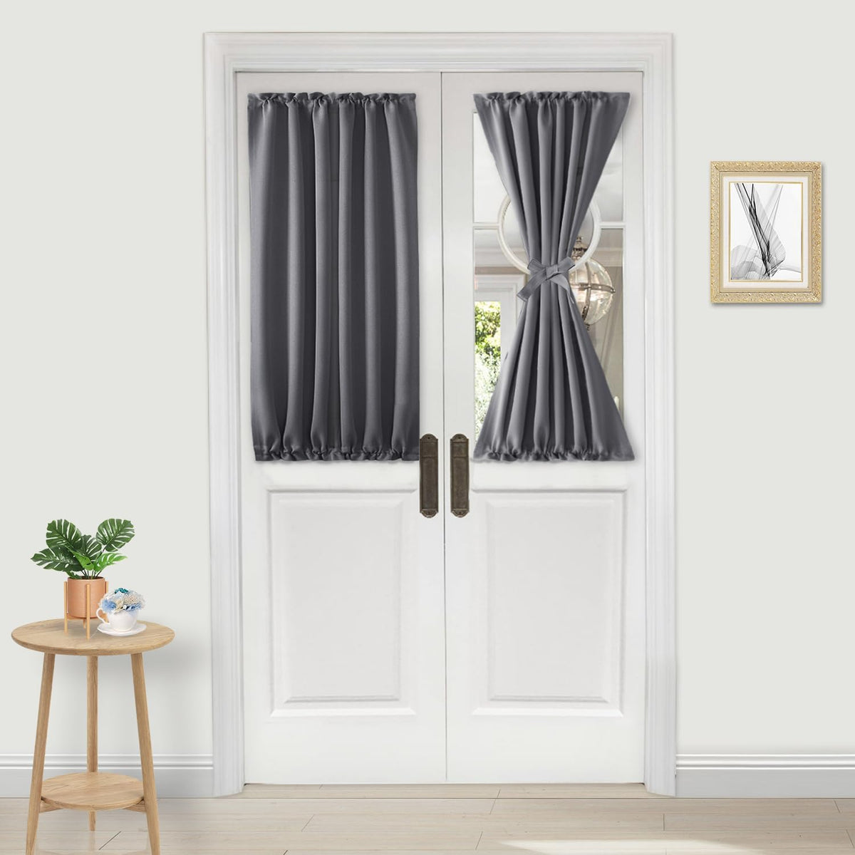 DWCN French Door Curtains – Rod Pocket Thermal Blackout Curtain for Doors with Glass Window