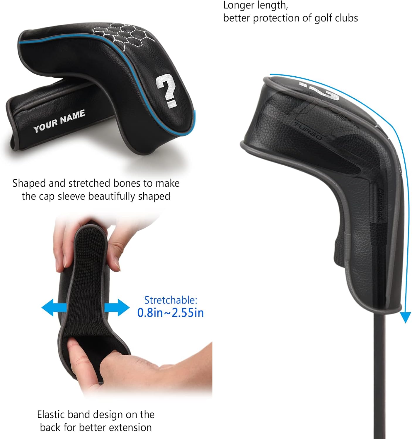 mytag 8PCS Golf Hybrid Iron Covers Set, Knit Hybrid Head Covers, Fits Cobra T Rail, Cleveland