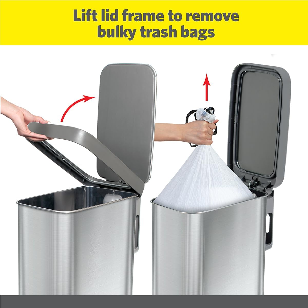 Glad Slim Trash Can with Clorox Odor Protection - Narrow Kitchen Garbage Bin with Soft Close Lid