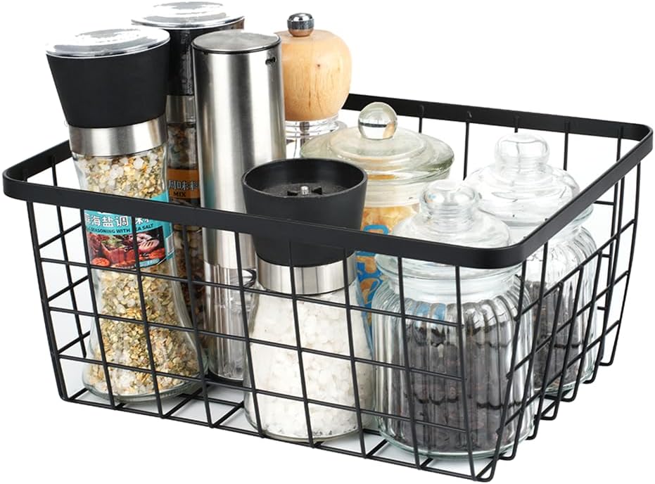 Kitchen Metal Wire Baskets with Handles Food Storage Organizer, Household Refrigerator for