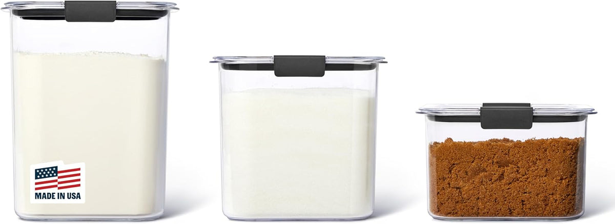 Rubbermaid Brilliance Plastic Food Storage Pantry Baking Set, 3 Containers with Lids (6 Pieces
