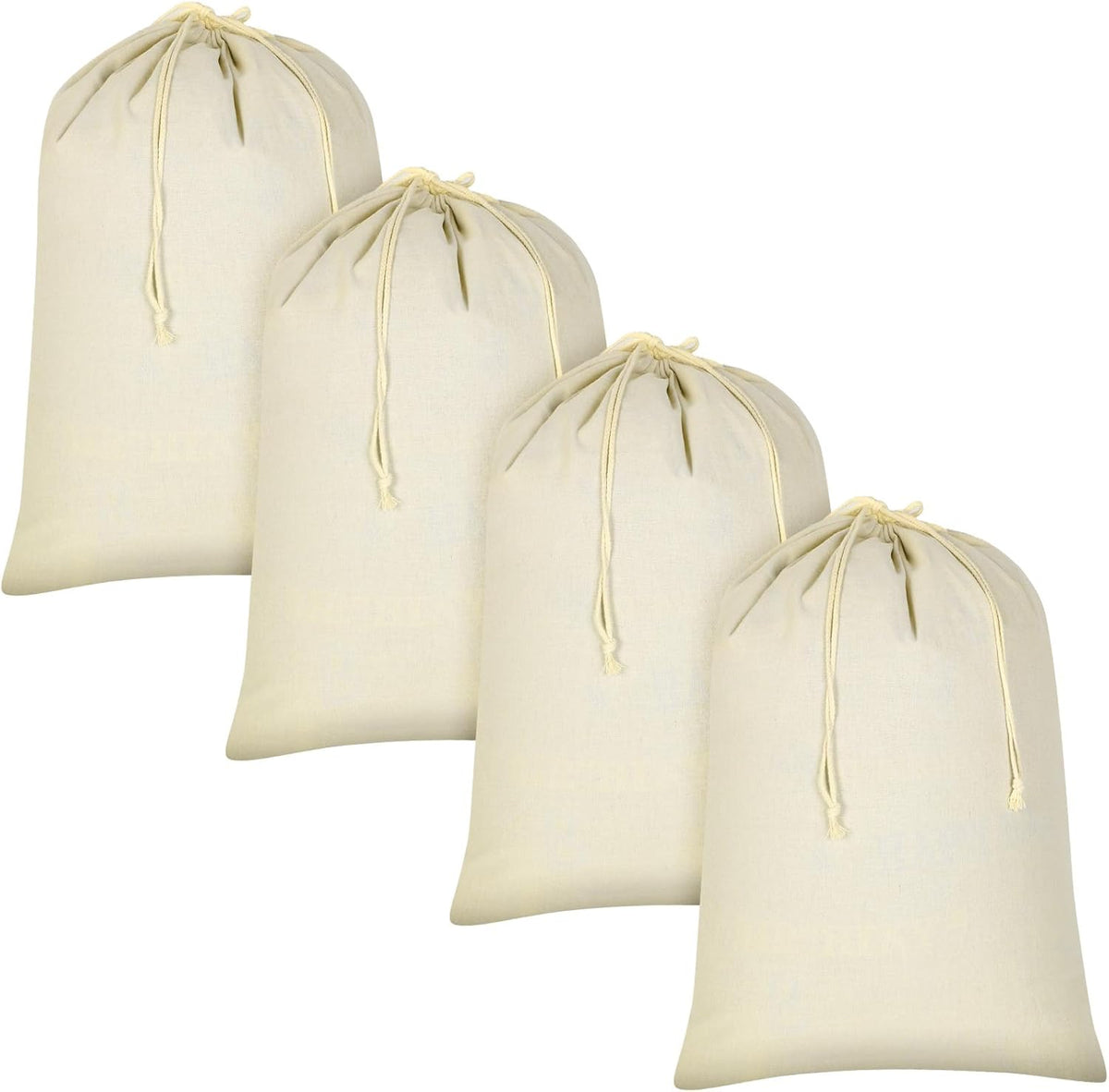 4 Pieces 28" x 36" Canvas Laundry Bags Bulk Large Cotton Laundry with Drawstring Heavy Duty Hamper