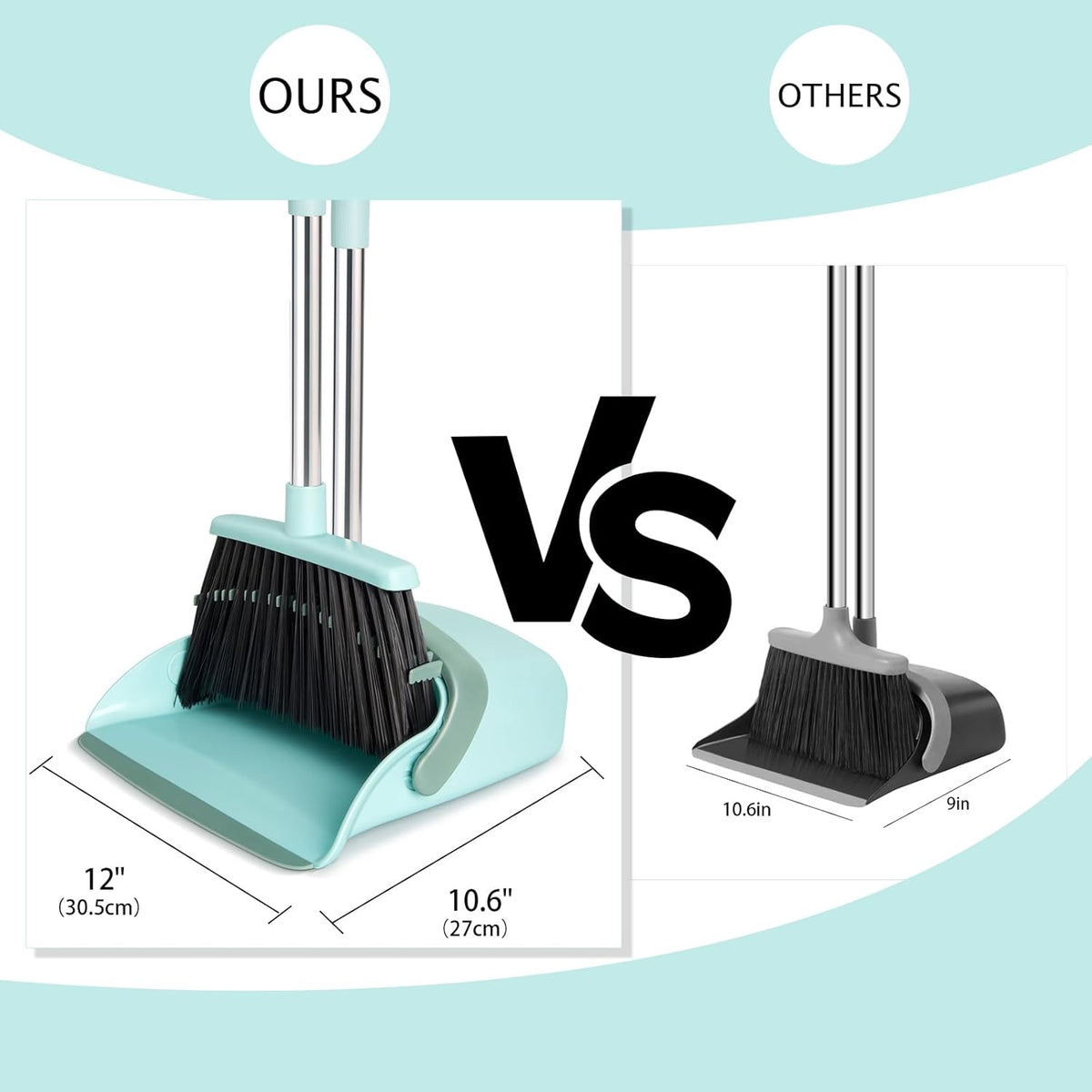 Broom and Dustpan Set, Dustpans with Broom Combo for Home, Heavy Dust Broom and Dustpan Combo, Long