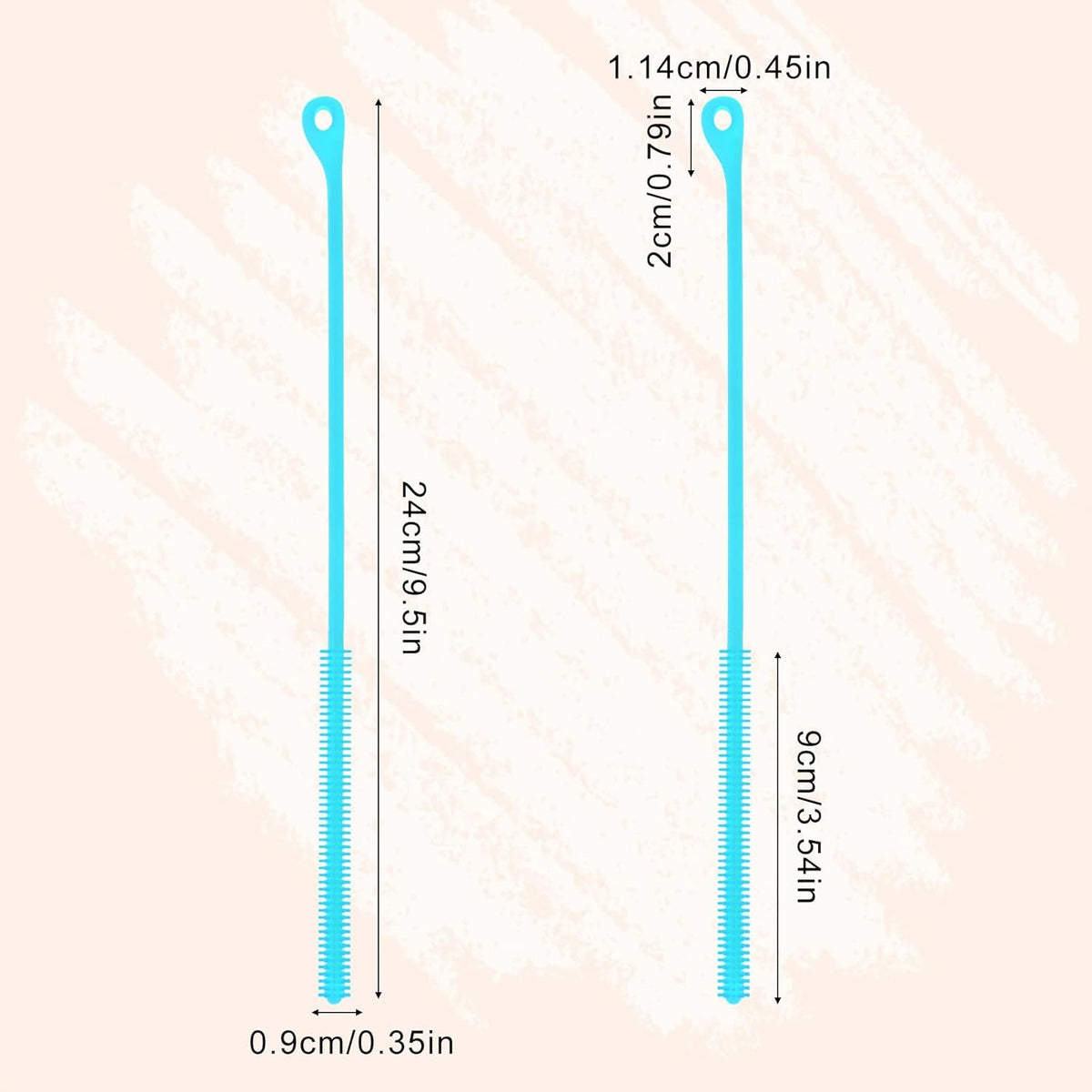 2pcs Silicone Straw Cleaning Brush, Straw Brushes Bristles Cleaner Brush Extra Long Straws Cleaner