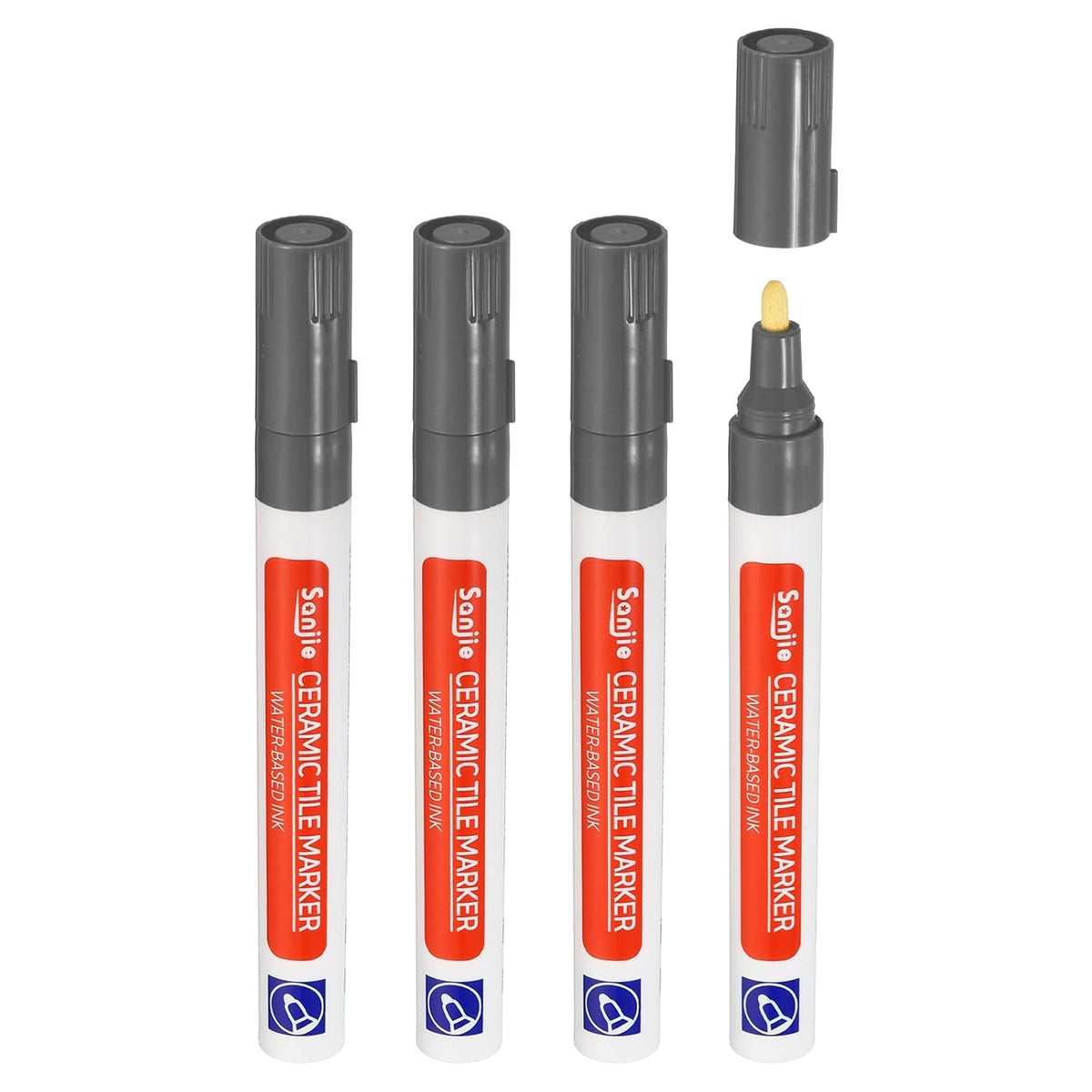 PATIKIL Grout Pen, 4 Pack Dark Grey Tile Marker Waterproof Grout Sealer Pen Tile Repair Pens Paint