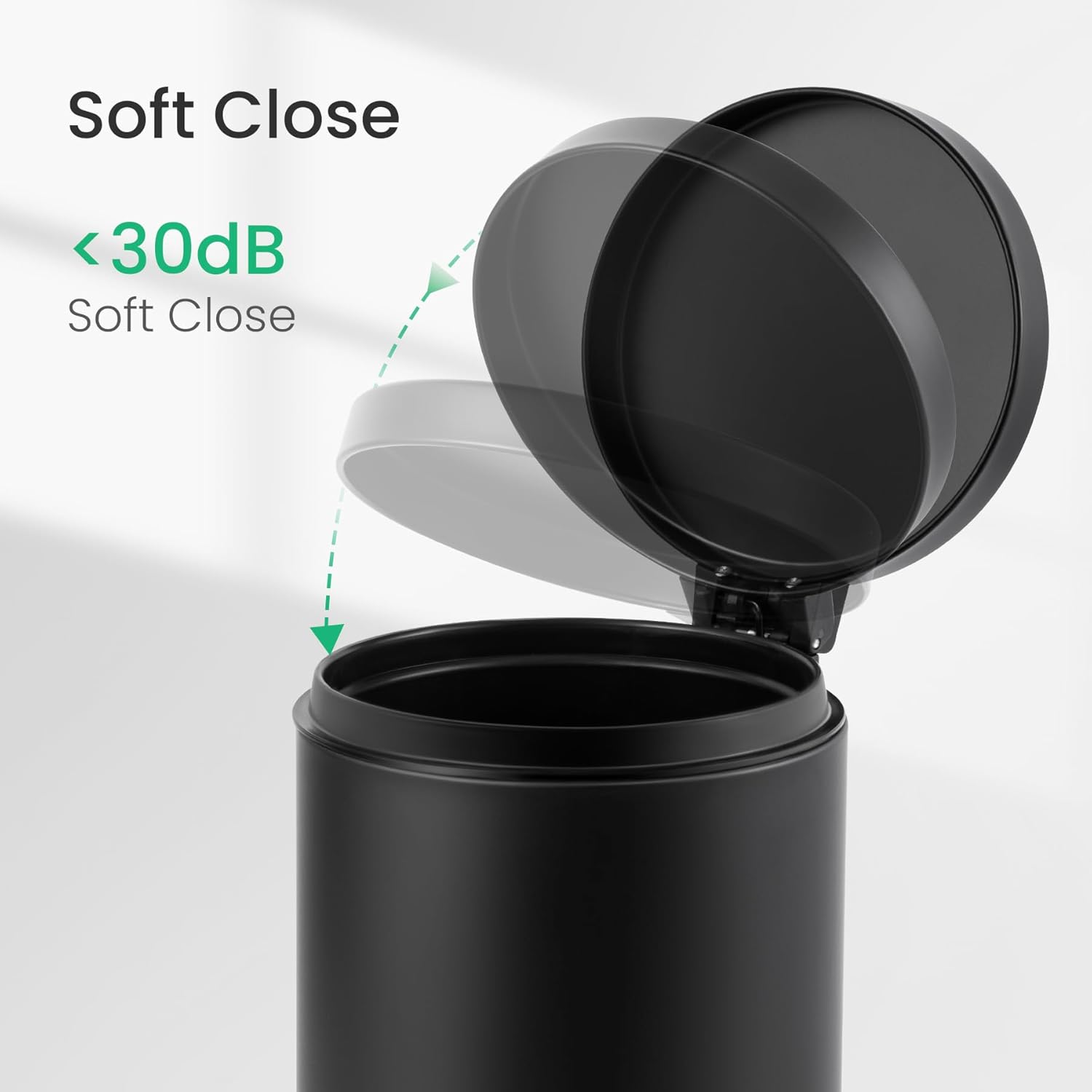 Cesun 1.2 Gallons Small Black Trash Can, Bathroom Garbage Can with Lid and Foot Pedal, Mini Round