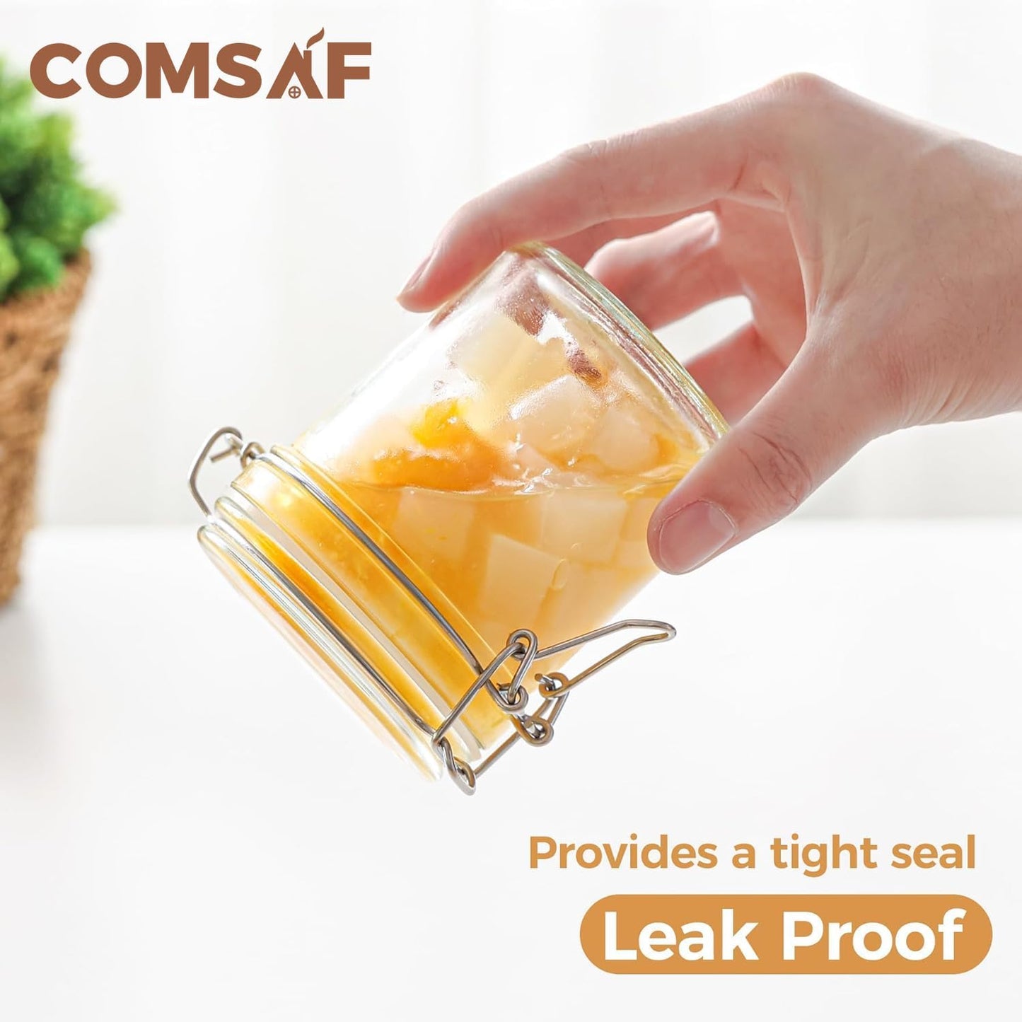 ComSaf 8oz Small Airtight Glass Jars Set of 12 with Lid Food Storage Jar Round, Mini Storage