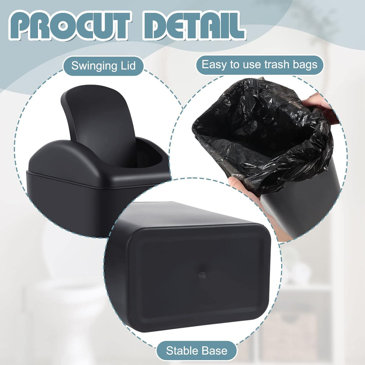 Hoolerry 2 Pcs 3 Gallon/12 Liter Small Trash Can Plastic Kitchen Garbage with Lid Small Trash Bin