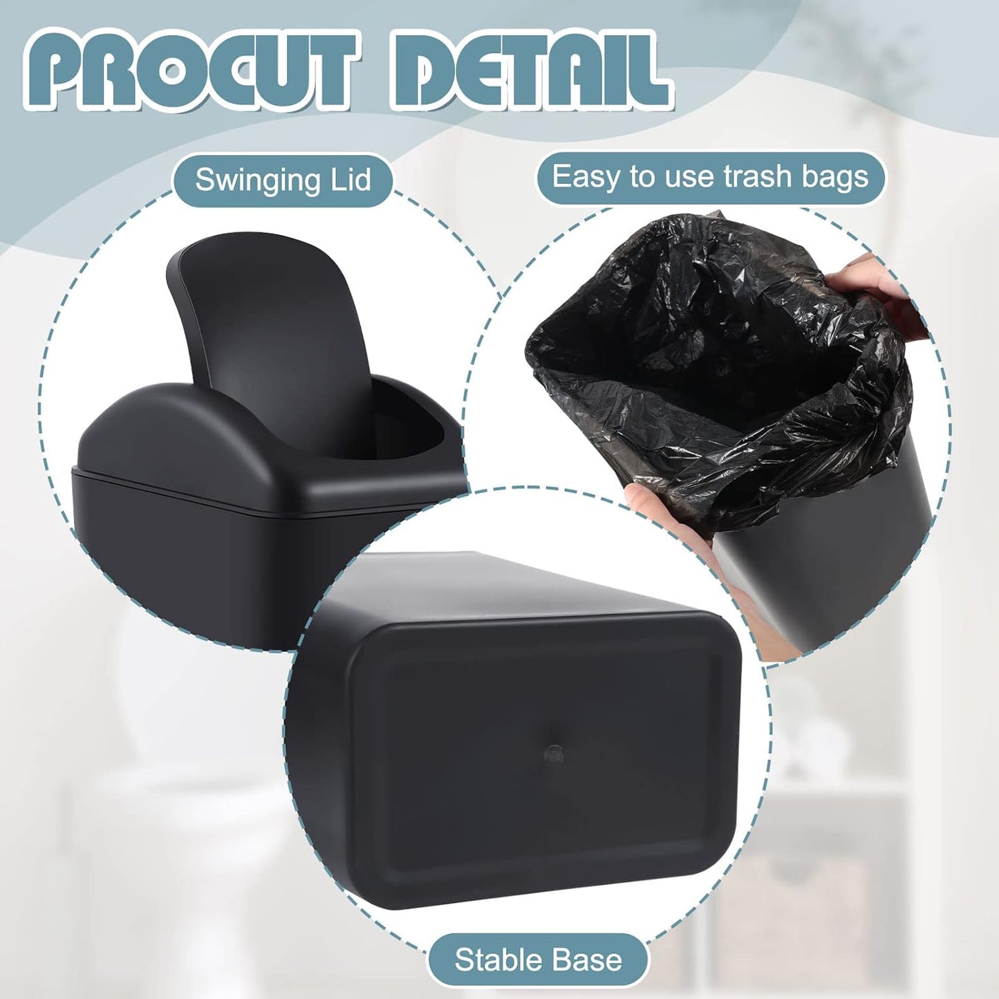 Hoolerry 4 Pcs 3 Gallon/12 Liter Small Trash Can Plastic Kitchen Garbage with Lid Small Trash Bin