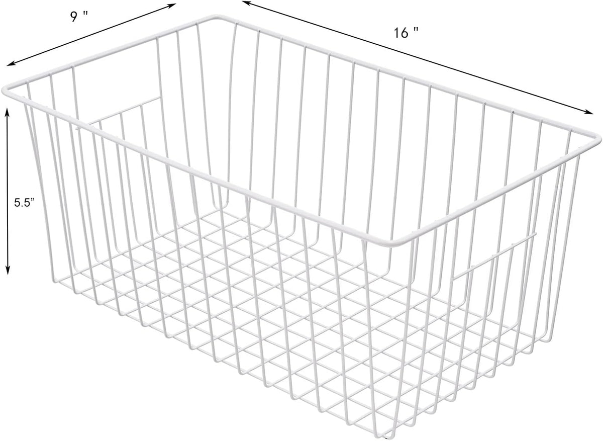 16inch Farmhouse Freezer Wire Baskets Organizer Storage Bins Large Organizer Baskets with Handles