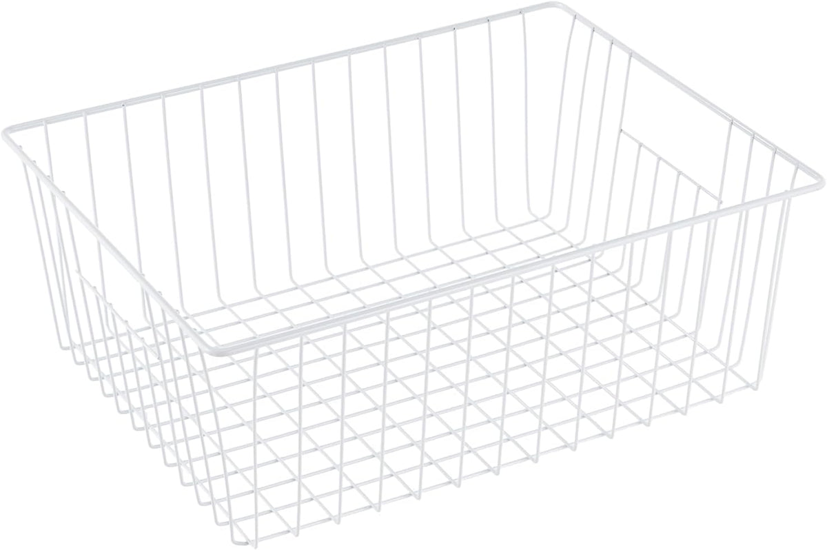 16" L x 12" W Wider Freezer Storage Organizer Baskets Container, Deep Metal Wire Chest Upright