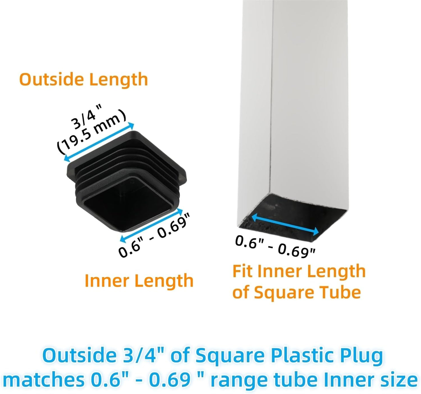 Furnigear Plastic Plugs Tubing End Cap Chair End Caps Outside Bottom Tubing Caps Square Furniture