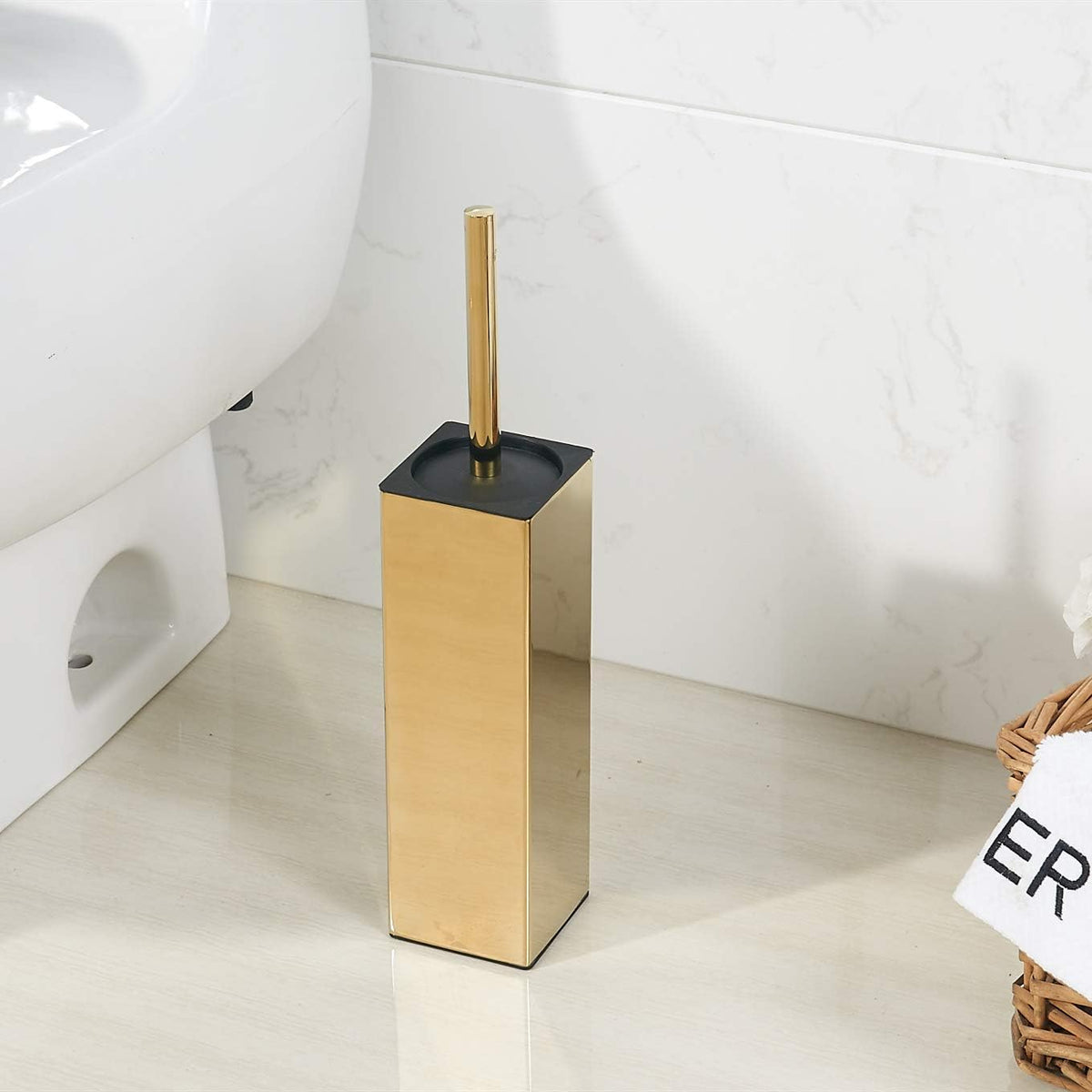 BGL Freestanding Solid Stianless Steel 304 Toilet Bowl Brush and Holder for Bathroom Storage and