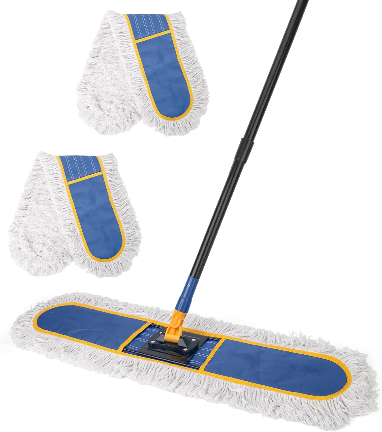 24" Commercial Dust Mop for Floor Cleaning,Heavy Duty Floor Duster with 2 Cotton Reusable Mop