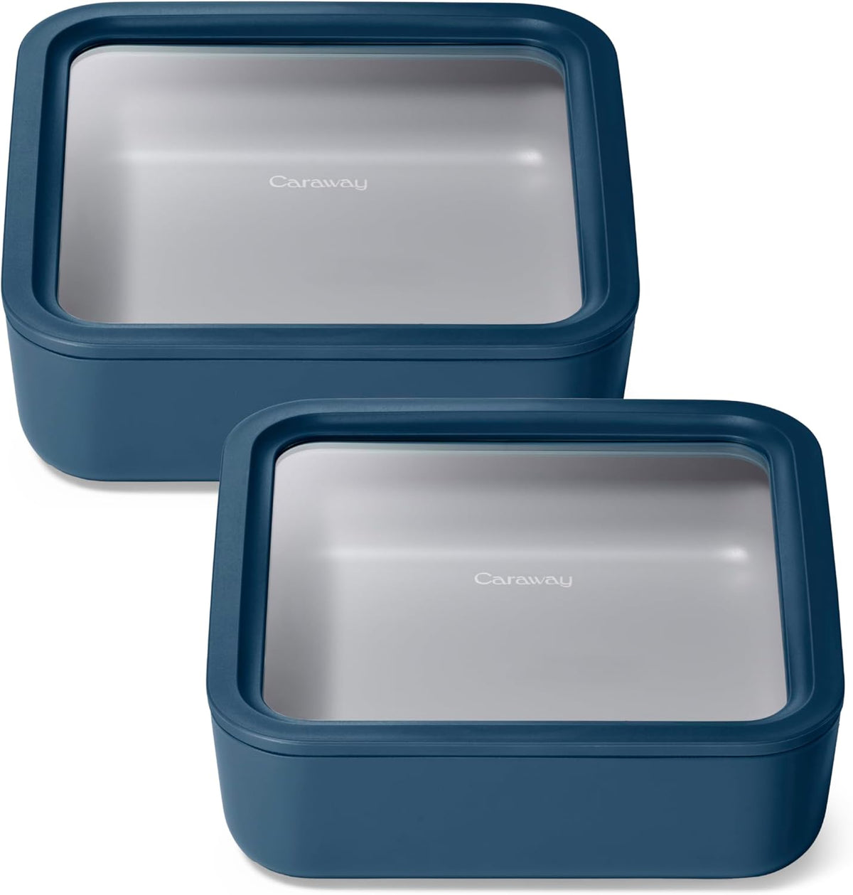 Caraway 2pc Glass Food Storage Set - 10 Cup Food Containers (2) - Ceramic Coated - Non Toxic, Non