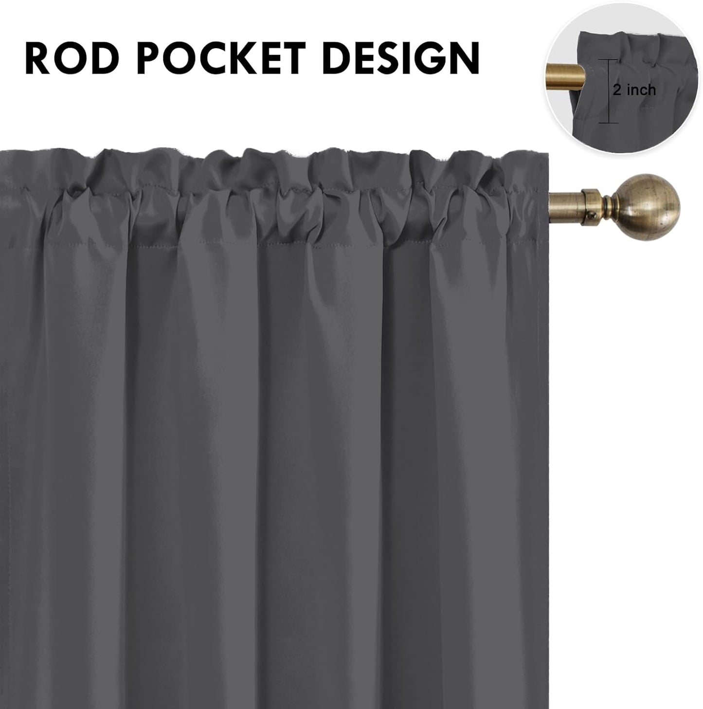 DWCN Blackout Curtains for Bedroom 84 Inch Length 2 Panels Set, Solid Thermal Insulated Energy