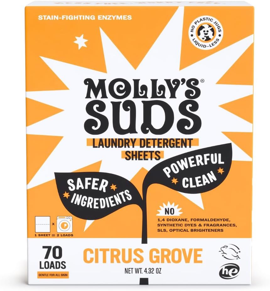 Molly’s Suds Laundry Detergent Sheets | Gentle on Sensitive Skin, Powerful Bio-Based Enzymes